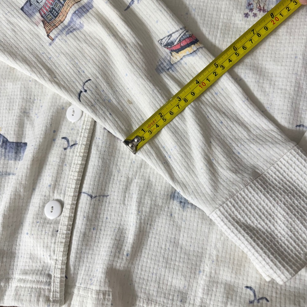 Artisans Nautical Lighthouse Waffle Knit Button Front Shirt Womens White L C+ - Picture 9 of 12